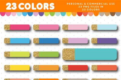 Glitter header clipart in 23 colors for planners&2C; Gold clipart CL-1673