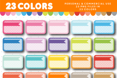 Half sticker box clip art with polka dots and flags&2C; CL-1015