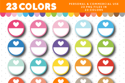 Half circles with heart clipart&2C; CL-1012