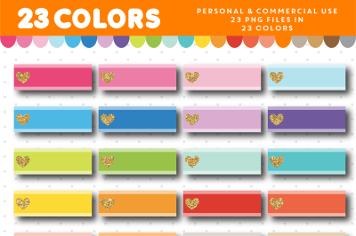 Header with glitter heart planner clipart in 23 colors&2C; CL-1703