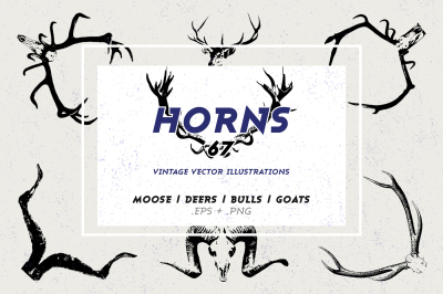 Vector Horns [Bulls, Deers, Moose]