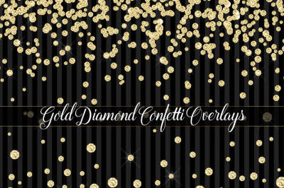 Gold Diamond Confetti Overlays