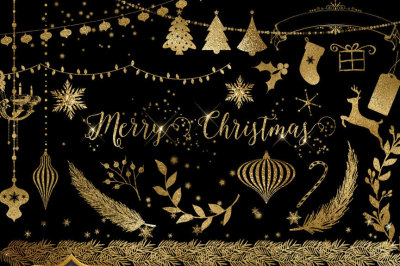 Gold Foil Christmas Clipart