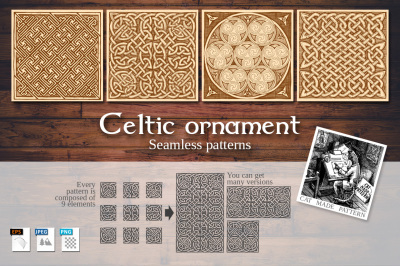 4 Celtic set of seamless patterns