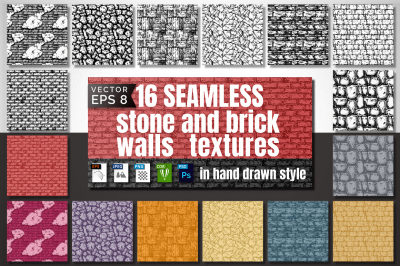 16 stone and brick walls texturess