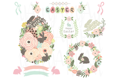 Floral Easter Egg Elements