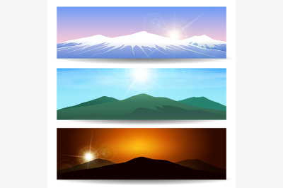 Set of different Mountain landscapes