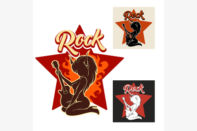 Rock Music Emblem set