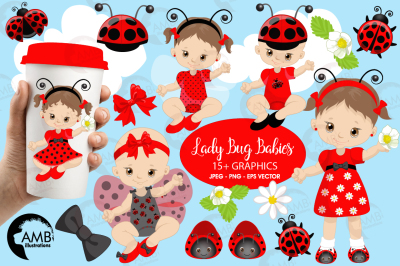 Ladybug babies, kids, clipart, AMB-1086