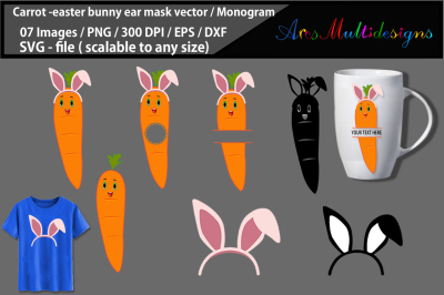 carrot easter svg vector clipart &2F; Carrot -easter bunny ear mask
