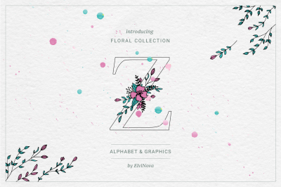 Floral Alphabet &amp; Graphics