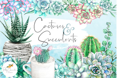 Watercolor Succulent Clipart Set | Cactus Clipart Png