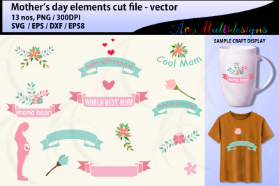 mother&#039;s day elements SVG vector &2F; mother&#039;s day elementary crafts 