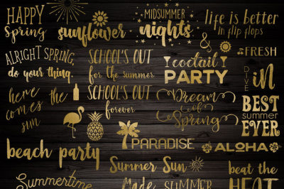 Gold Spring and Summer Word Art