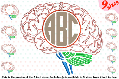 Brain Outline Embroidery frame science School anatomy biology 215b