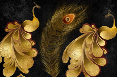 Golden Peacock Clipart