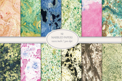 12 Marbled Paper Backgrounds