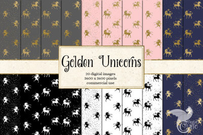 Golden Unicorn Digital Paper