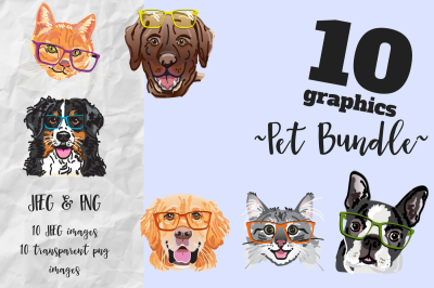 Illustrated Pets In Glasses