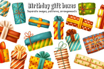 Gift boxes, patterns, designs
