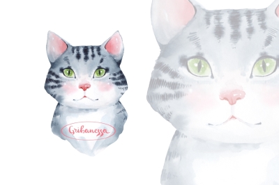 Watercolor cat PNG sublimation design