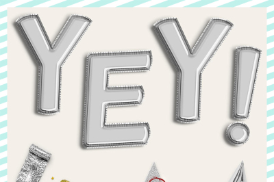 Silver Balloon PNG Letters