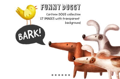 Set of funny dogs