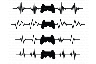 Heartbeat Game Controller SVG Files, Heart Beat Line SVG Files
