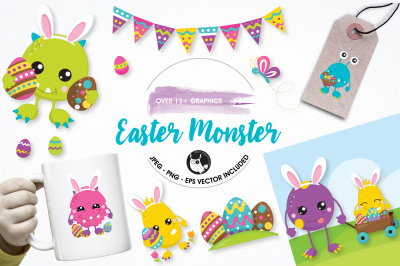 Easter monster Graphics and Illustrations 