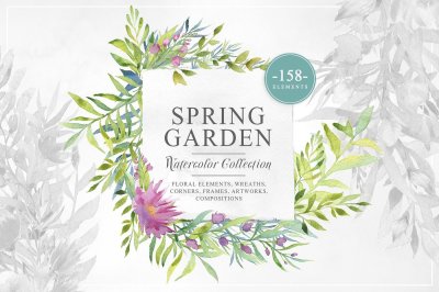  Spring Garden Watercolor Collection