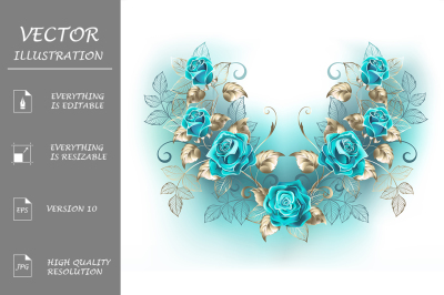 Symmetrical Composition with Turquoise Roses