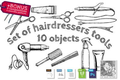 Set of hairdressers tools