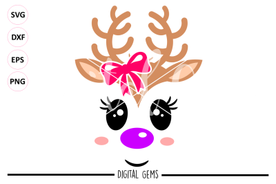 Reindeer Face SVG / DXF / EPS / PNG Files