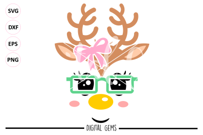 Reindeer Face SVG / DXF / EPS / PNG Files