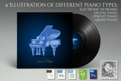 4 illustration of different piano
