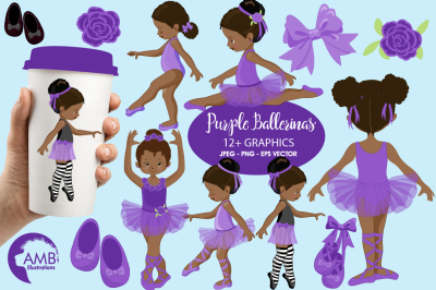 Ballerinas in purple clipart, AMB-1947