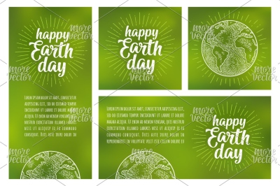 Template square, vertical, horizontal poster. Happy Earth Day calligra