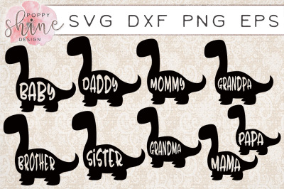 Dinosaur Family Bundle of 9 SVG PNG EPS DXF Cutting Files