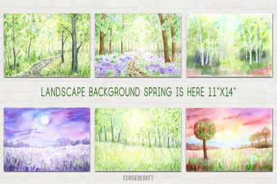 Watercolor Nature Landscape Spring