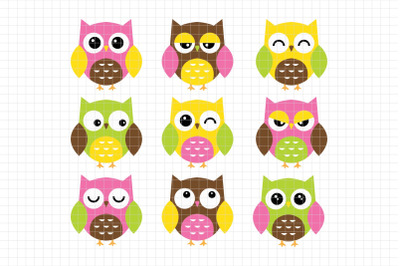 Expressive Owls-Digital Clipart (LES.CL02B)