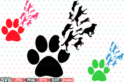 Puppy Silhouette SVG Cutting Files Pet Paw dog dogs cute animal 763S