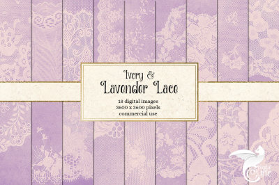 Ivory and Lavender Lace Digital Paper