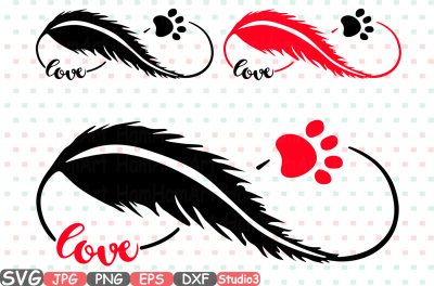 Pet Infinity Love  Silhouette SVG heart Valentines puppy cat dog 73sv