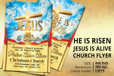 He Is Risen Jesus is Alive Church Flyer