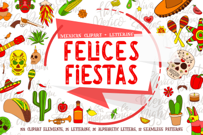 Felices Fiestas Clipart+Lettering