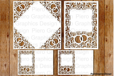 Wedding invitation (set4) SVG files for Silhouette Cameo and Cricut.