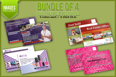 Bundle of 4 Multi Purpose Post Card Templates