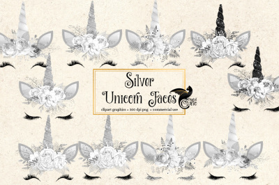 Silver Unicorn Clipart