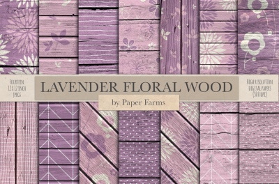 Rustic lavender floral wood