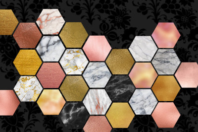 Marble Gold Hexagons